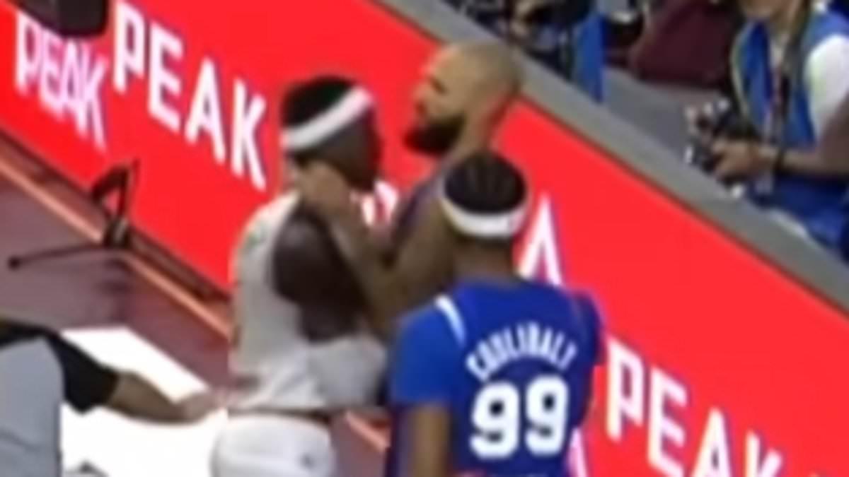 NBA Players Fournier and Schroder Fight During Exhibition Game