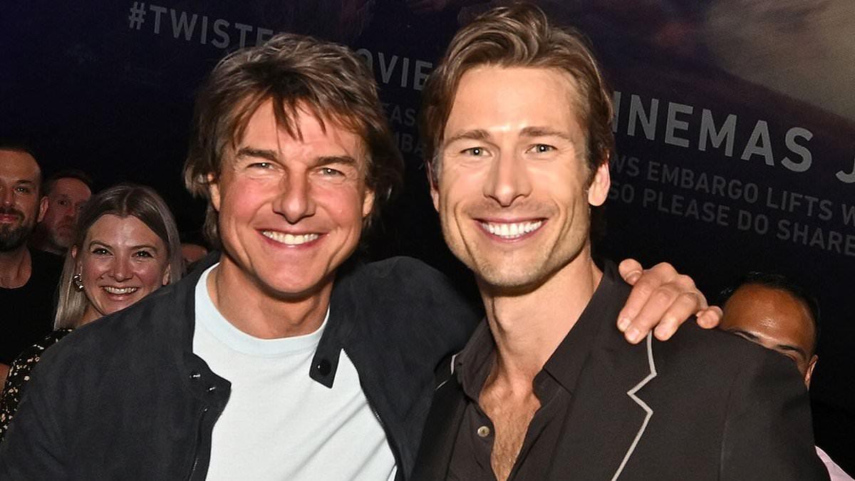 Tom Cruise Supports Glen Powell at Twisters Premiere