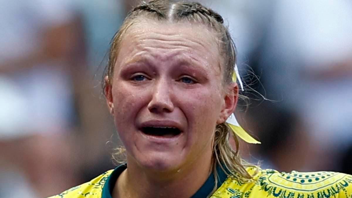 Rugby players in tears