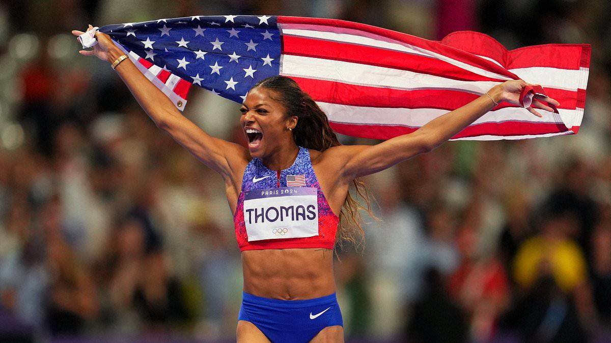 Gabby Thomas on gold medal