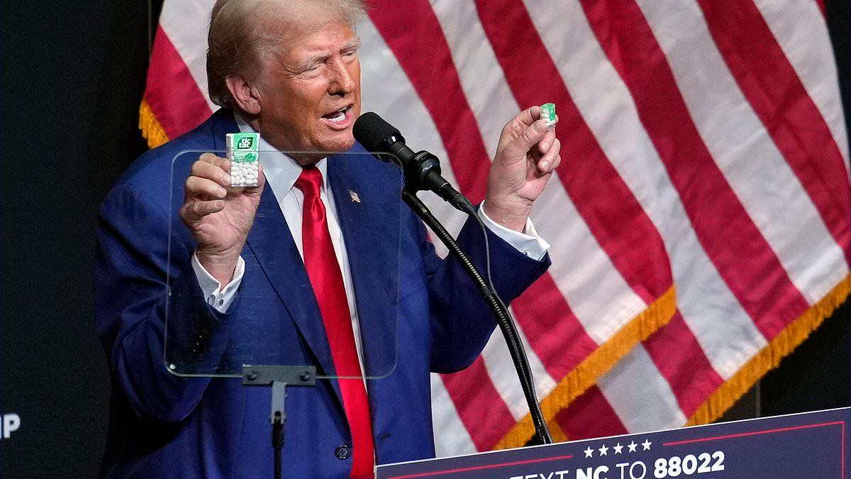 Trump Ridicules Harris' Economic Plans Using Tic Tacs