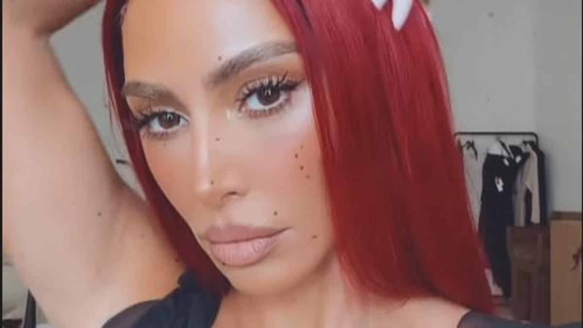 Kim Kardashian Debuts Fiery Red Hair for Photoshoot