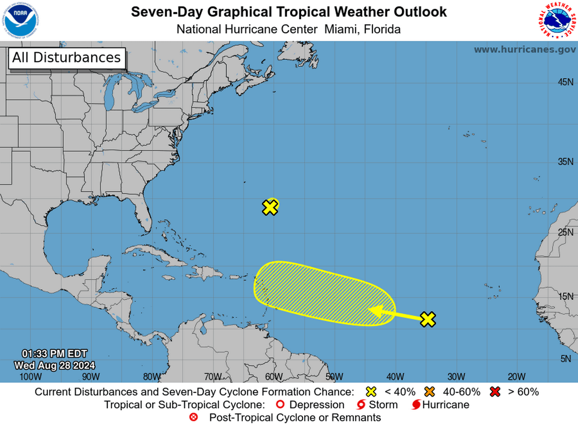 National Hurricane Center Monitors Two Disturbances