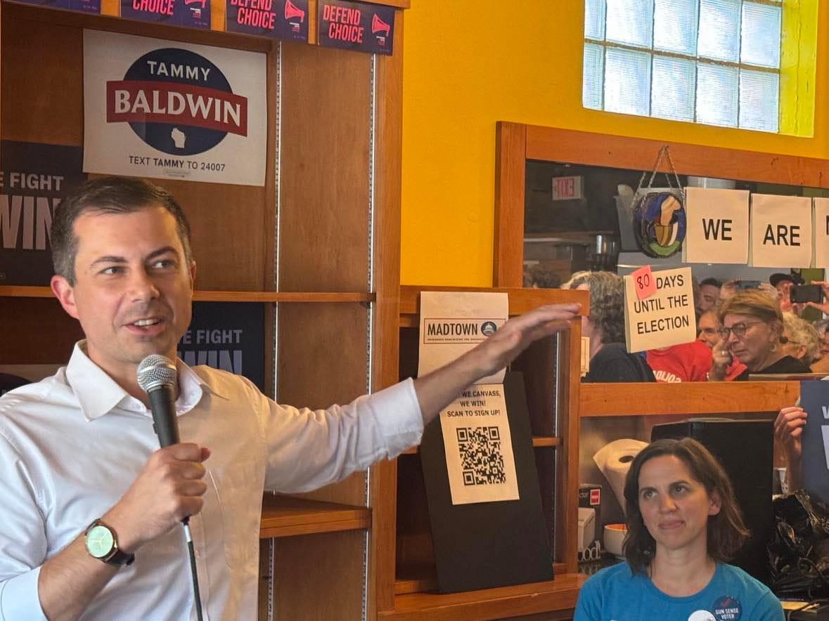 Pete Buttigieg Campaigns for Harris-Walz in Wisconsin