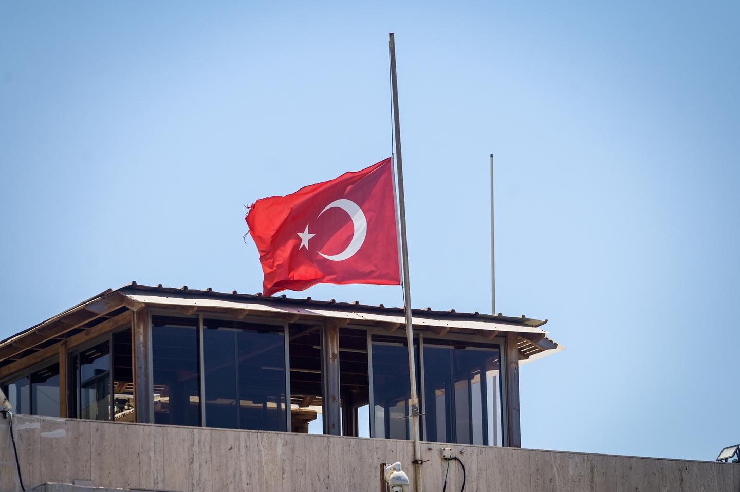 Turkish flag at half mast