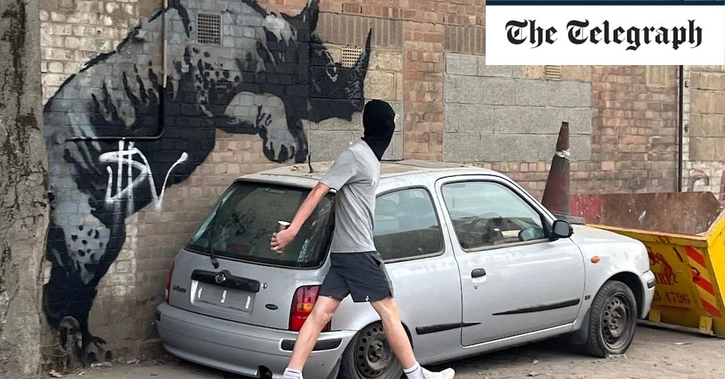 Banksy's Rhino Mural Vandalized in London