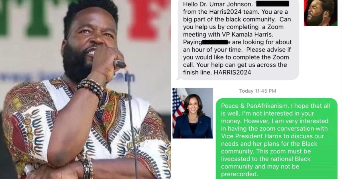 Dr. Umar Johnson Rejects Harris Campaign Offer